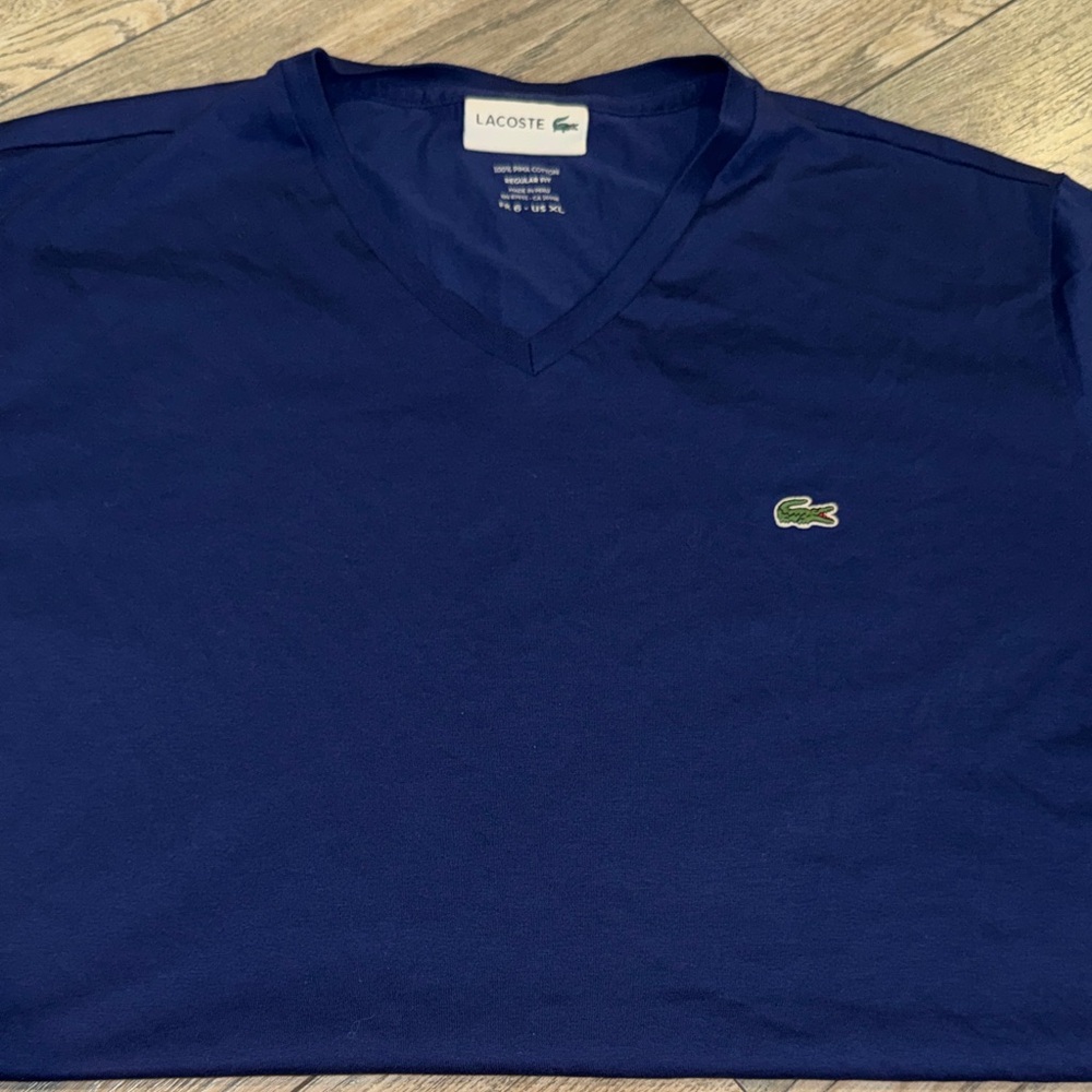 Lacoste Classic V Neck Tee 100% Pima Cotton  SzXL